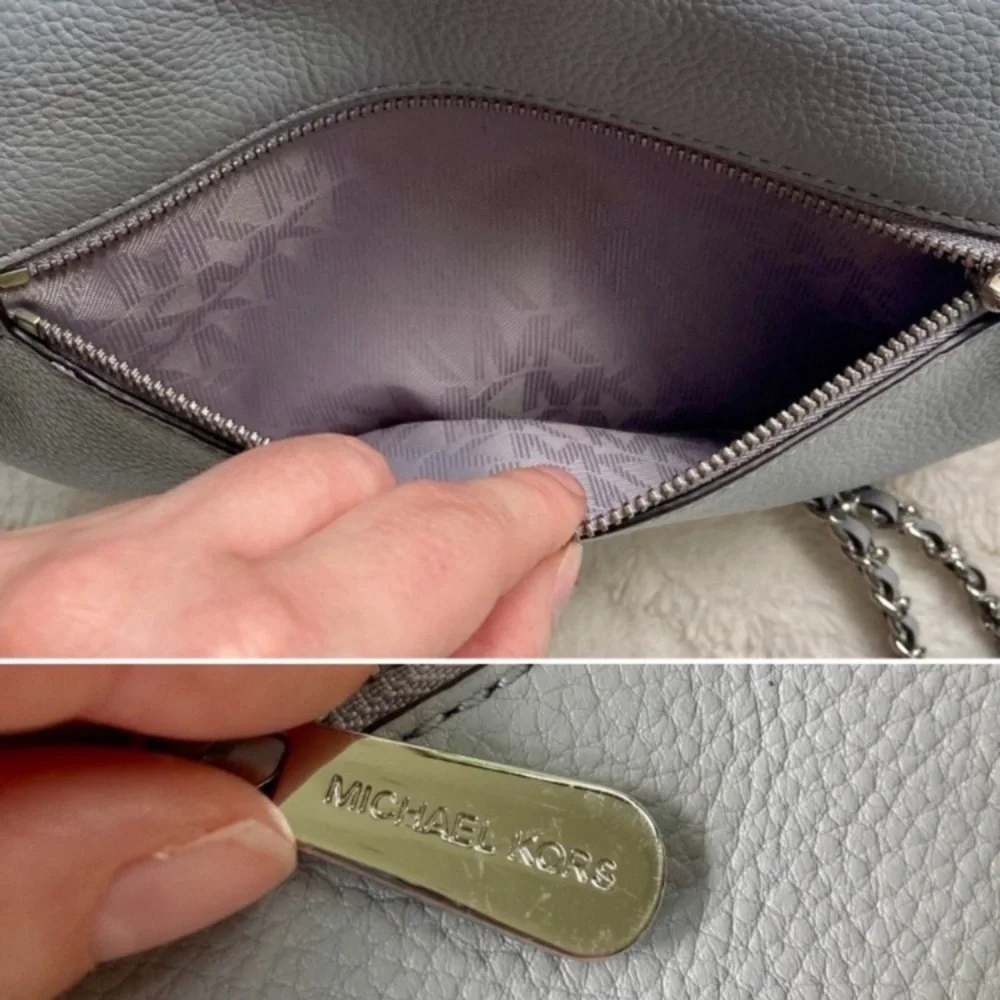 Michael Kors Corrine Crossbody Bag Dove Grey Leather - Picture 8 of 17